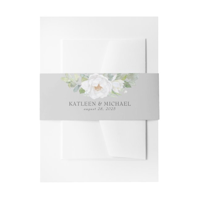 Bandeau De Faire-part Fleurs blanches et aquarelle Mariage (Devant example)