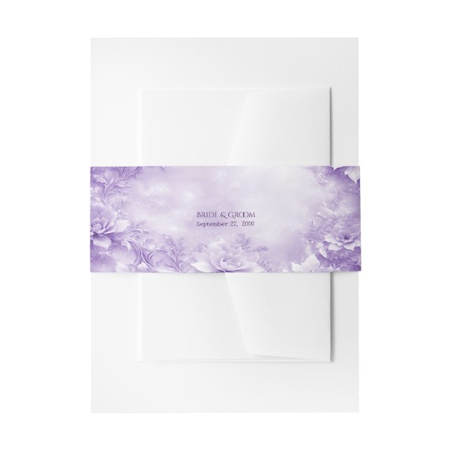 Bandeau De Faire-part Fleurs blanches violettes Invitation Bande de vent (Devant example)