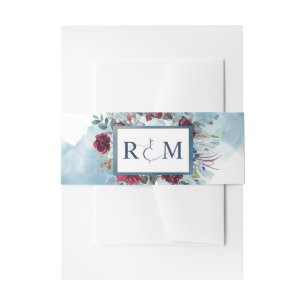 Bandeau De Faire-part Fleurs célestes, Monogramme avec Initiales Mariage