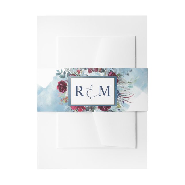Bandeau De Faire-part Fleurs célestes, Monogramme avec Initiales Mariage (Devant example)