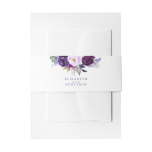 Bandeau De Faire-part Fleurs d'aquarelle pourpre et prune