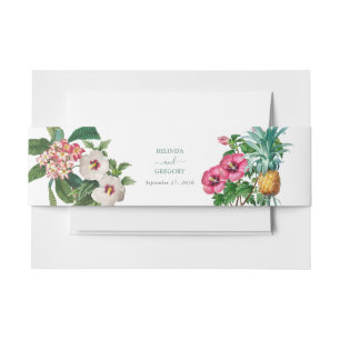 Bandeau De Faire-part Fleurs d'aquarelle tropicale et Mariage de verdure