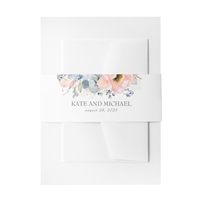 Bandeau De Faire-part Fleurs de pêche Mariage bleu foncé (Devant example)