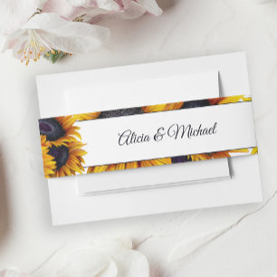 Bandeau De Faire-part Fleurs de soleil rustiques mariage moderne élégant