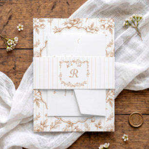 Bandeau De Faire-part Fleurs de style français vintage et rayures Terrac