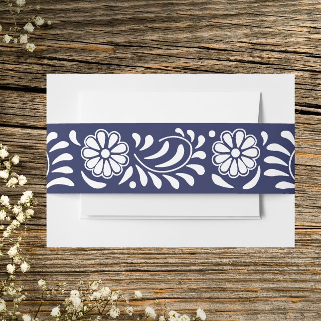 BANDEAU DE FAIRE-PART FLEURS DE TALAVERA BLEUE (Créateur téléchargé)
