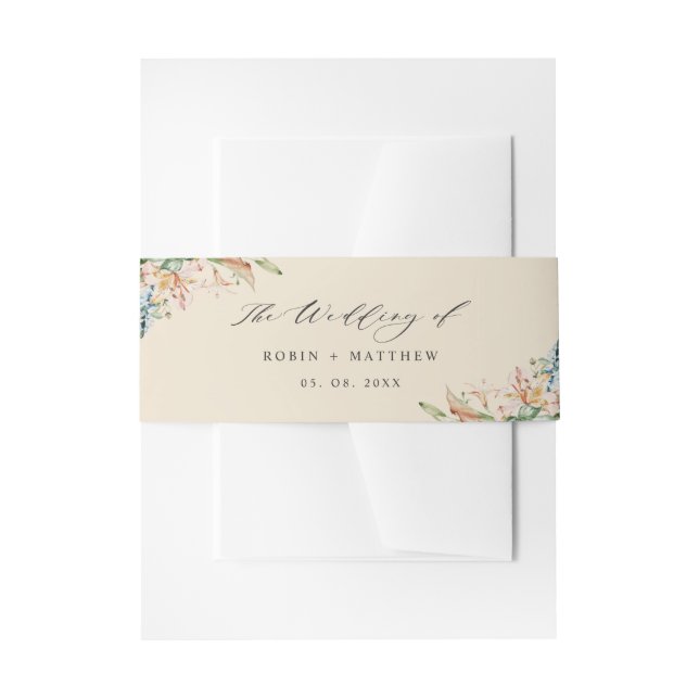 Bandeau De Faire-part Fleurs de terre, Le Mariage de, Mariage beige (Devant example)