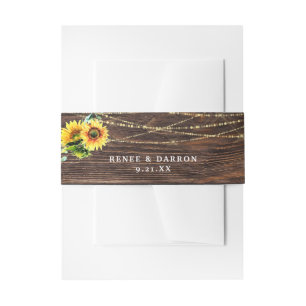 Bandeau De Faire-part Fleurs de tournesol, bois et cordes Lumières Flora