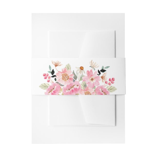 Bandeau De Faire-part Fleurs roses à l'aquarelle (Devant example)