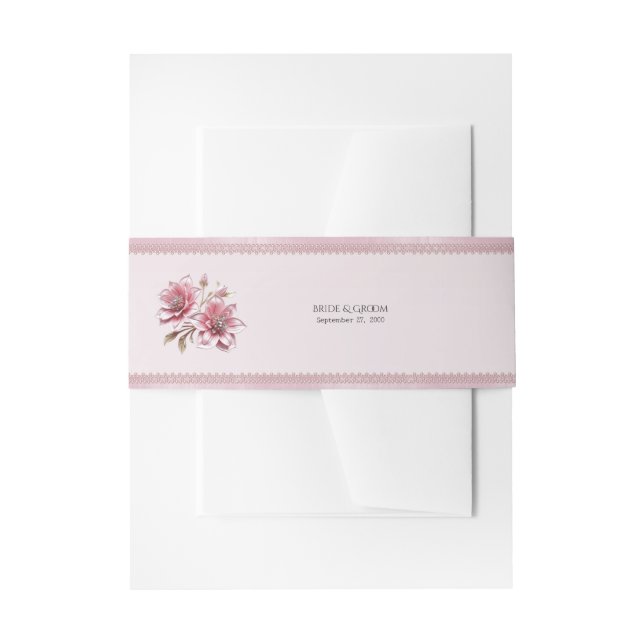 Bandeau De Faire-part Fleurs roses modernes (Devant example)