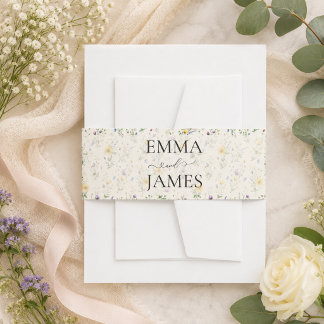 Bandeau De Faire-part Fleurs Sauvages Mariage Floral Aquarelle