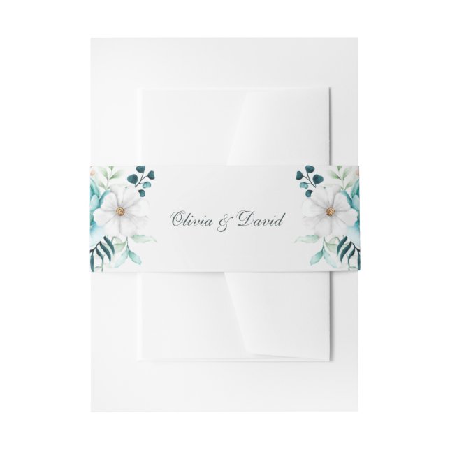 Bandeau De Faire-part Fleurs sauvages sarcelles et blanches pour mariage (Devant example)