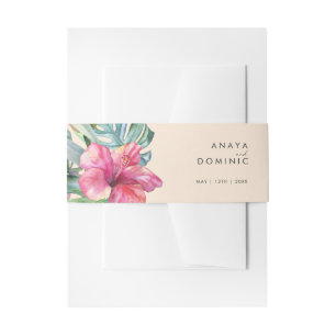 Bandeau De Faire-part Fleurs tropicales colorées Pêche