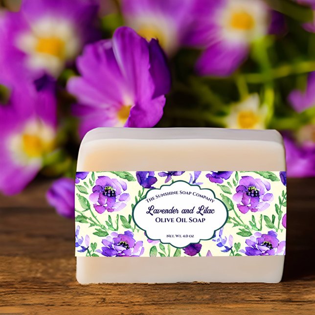 Bandeau De Faire-part Fleurs violettes Bande de ventre de savon (Créateur téléchargé)