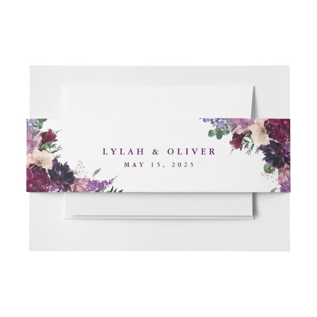 Bandeau De Faire-part Fleurs violettes luxuriantes | Mariage romantique (Devant Example)