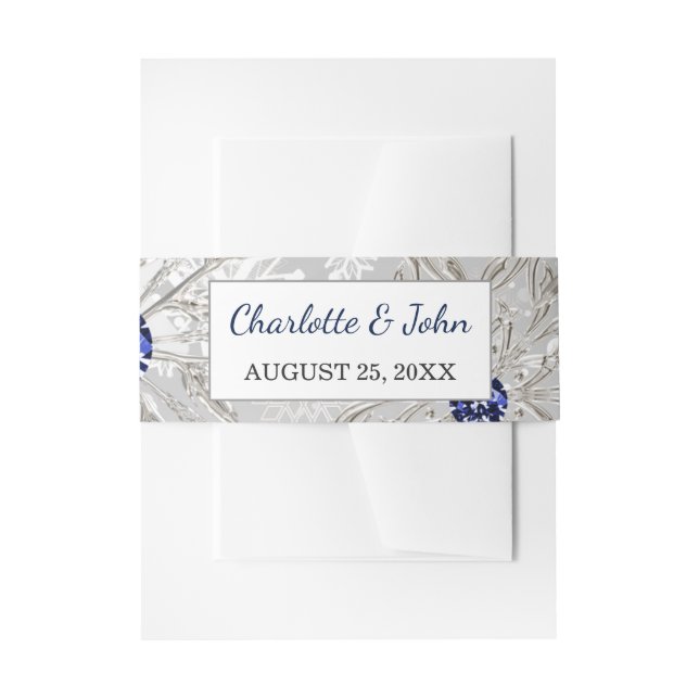 Bandeau De Faire-part flocons d'argent marine hiver Mariage (Devant example)