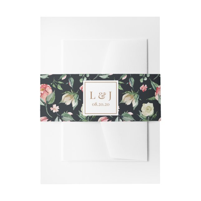 Bandeau De Faire-part floraison de minuit Mariage Belly Band (Devant example)