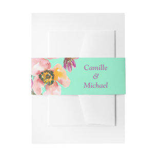 Bandeau De Faire-part Floral aquarelle sur Neo Mint Mariage