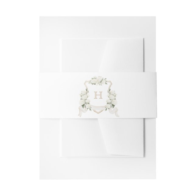 Bandeau De Faire-part Floral Blanc Hydrangea Crest Mariage Monogramme (Devant example)