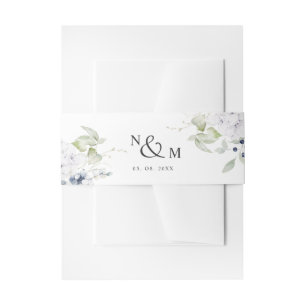 Bandeau De Faire-part Floral bleu blanc, Mariage monogramme