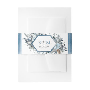 Bandeau De Faire-part Floral bleu géométrique avec initiateurs Mariages
