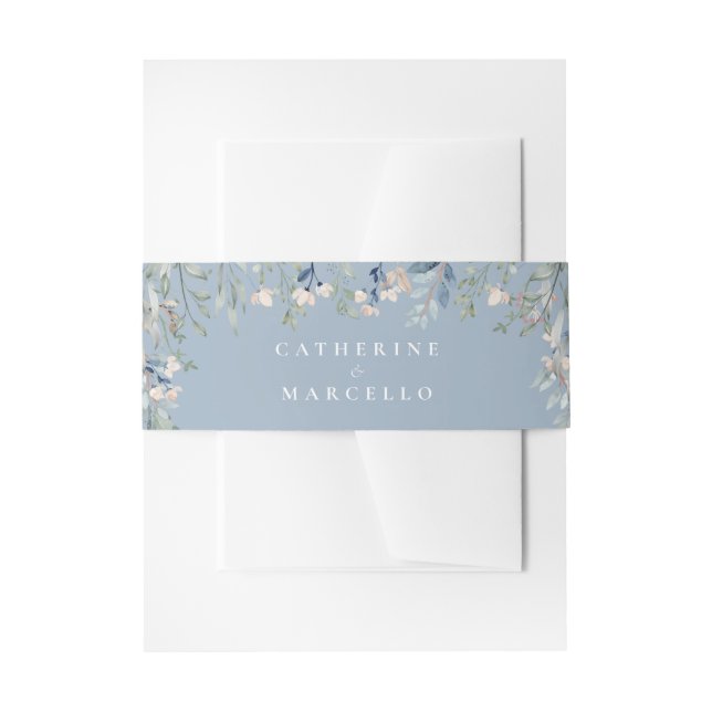 Bandeau De Faire-part Floral Cascade moderne Dusty Blue Mariage (Devant example)