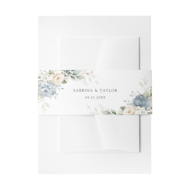 Bandeau De Faire-part Floral Dusty Bleu Vert Blanc Elégant Mariage (Devant example)