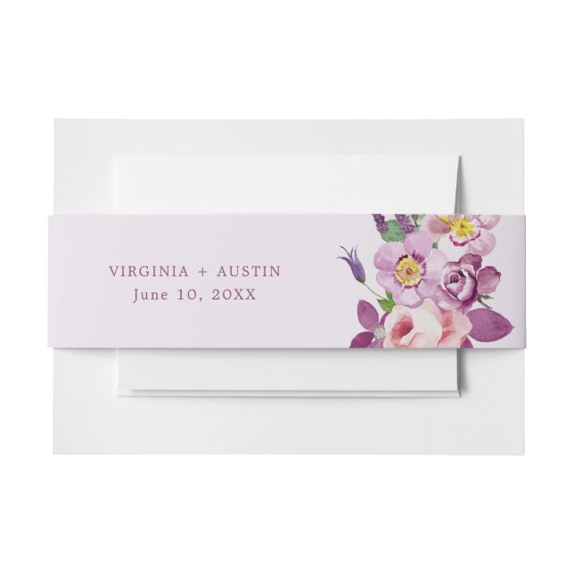 Bandeau De Faire-part Floral pourpre (Devant Example)