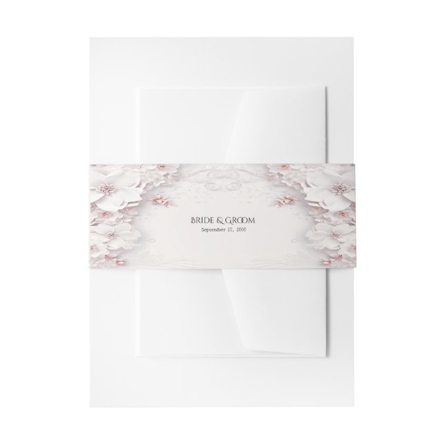 Bandeau De Faire-part Floral rose ivoire (Devant example)