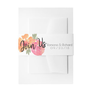 Bandeau De Faire-part Floraux roses nous joignent bande de ventre de