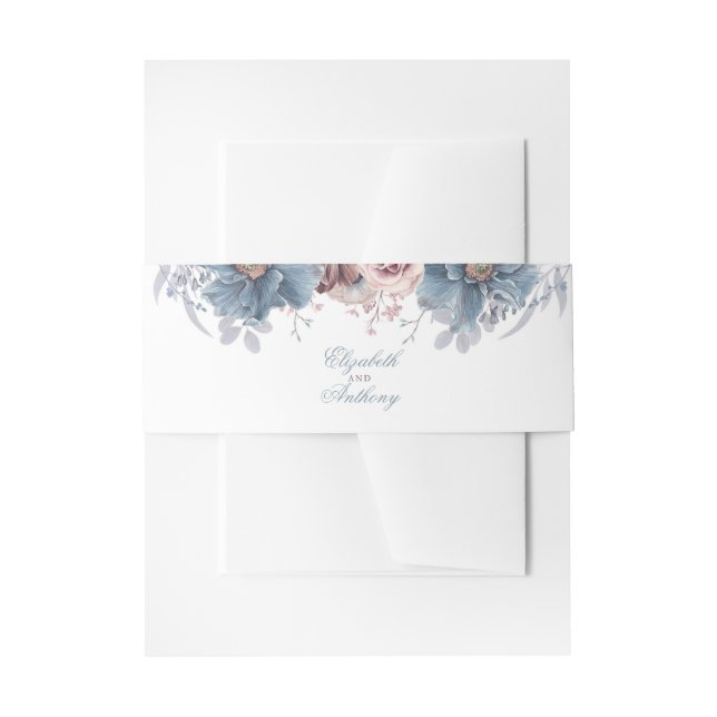 Bandeau De Faire-part Flore bleu et mauve Dusty (Devant example)