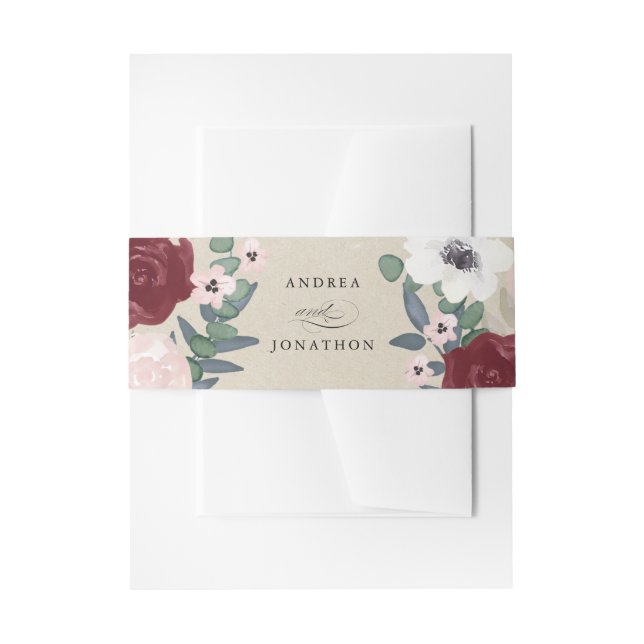 Bandeau De Faire-part Flore romantique Invitation Bande de ventre (Devant example)