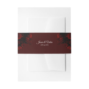 Bandeau De Faire-part Flore rouge profond Élégant Mariage gothique