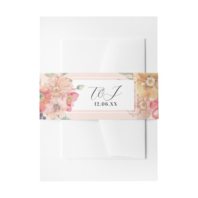 Bandeau De Faire-part Flores d'été Mariage Cutlery Band Aquarelle (Devant example)