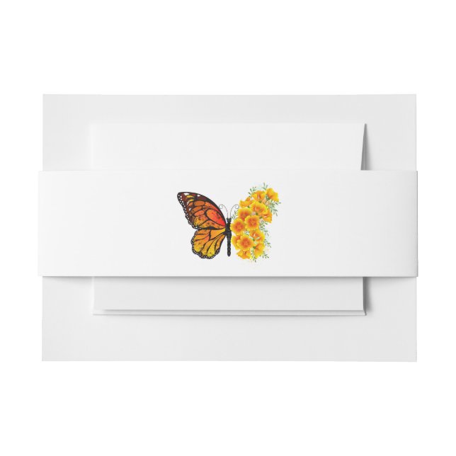 Bandeau De Faire-part Flower Butterfly with Yellow California Poppy (Devant Example)