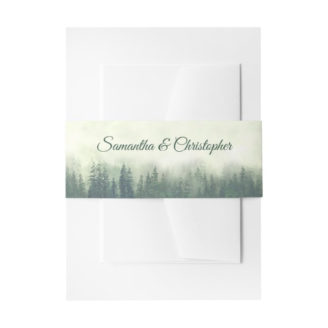 Bandeau De Faire-part Foggy Green Pine Tree Forest Mariage rustique (Devant example)