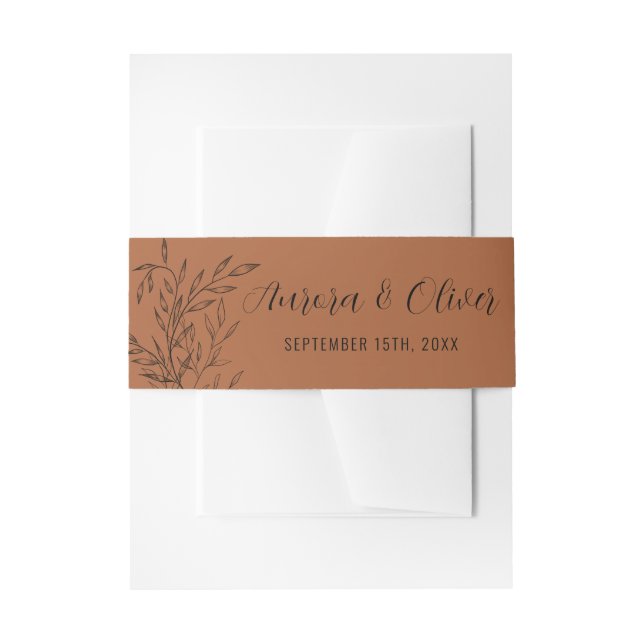 Bandeau De Faire-part Foliage délicat | Terre cuite | Noms Mariage (Devant example)