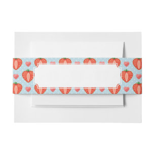 Bandeau De Faire-part Fraises de coeur avec le pois et les coeurs