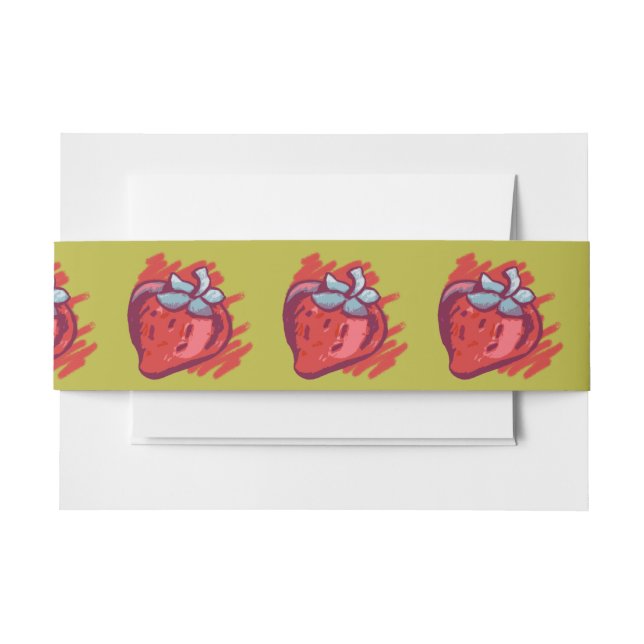 Bandeau De Faire-part Fraises Sur Les Articles D'Artisanat Or (Devant Example)