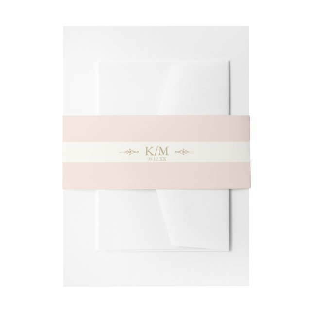 Bandeau De Faire-part Français Romance Mariage Blush ID870 (Devant example)