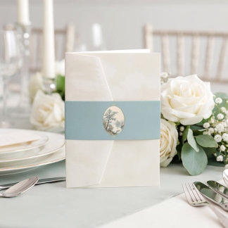 Bandeau De Faire-part French Heron Dusty Blue Wedding