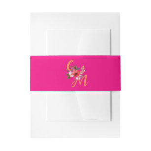 Bandeau De Faire-part Fuchsia rose orange violet brillant et gras floral