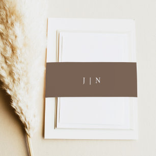 Bandeau De Faire-part GALA Minimaliste Bohème Terre Marron Monogramme