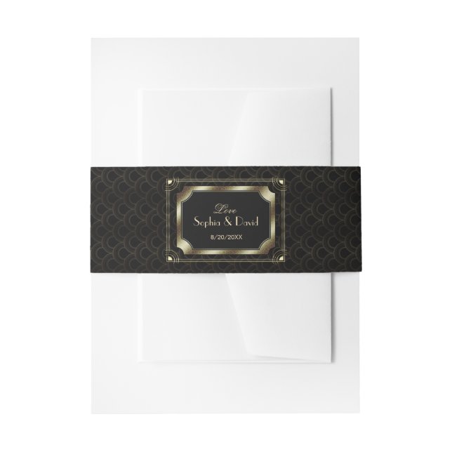 Bandeau De Faire-part Glamour Great Gatsby Gold Black Art Déco Mariage (Devant example)