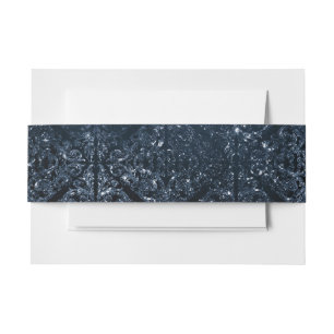 Bandeau De Faire-part Glimmery Navy Grunge Damask Bleu Saphir Foncé