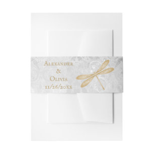 Bandeau De Faire-part Gold Dragonfly Wedding Inviter Belly Band