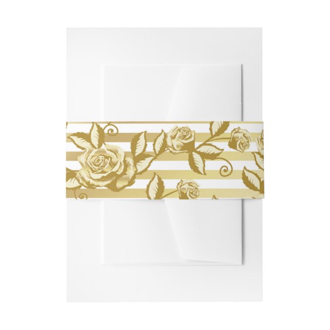 Bandeau De Faire-part Gold Floral Invitation Belly Band (Devant example)