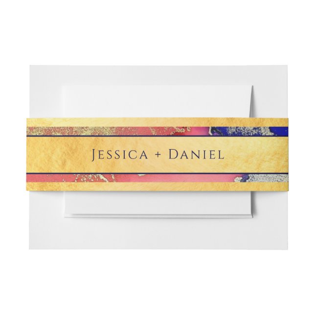 Bandeau De Faire-part Gold Foil rose violet Mariage nommé (Devant Example)
