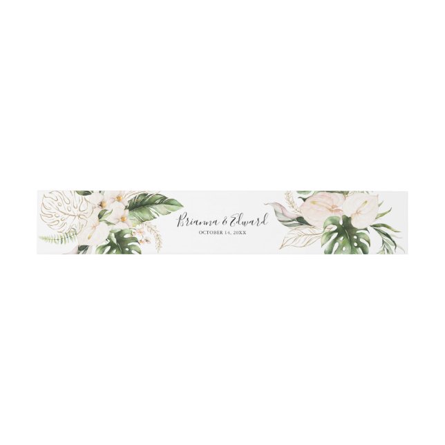 Bandeau De Faire-part Gold Tropical Foliage Floral Mariage (Plat)