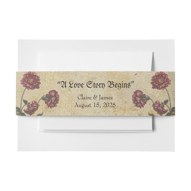 Bandeau De Faire-part Gothique Romance Mariage Belly Band - Dark & Elega (Devant Example)